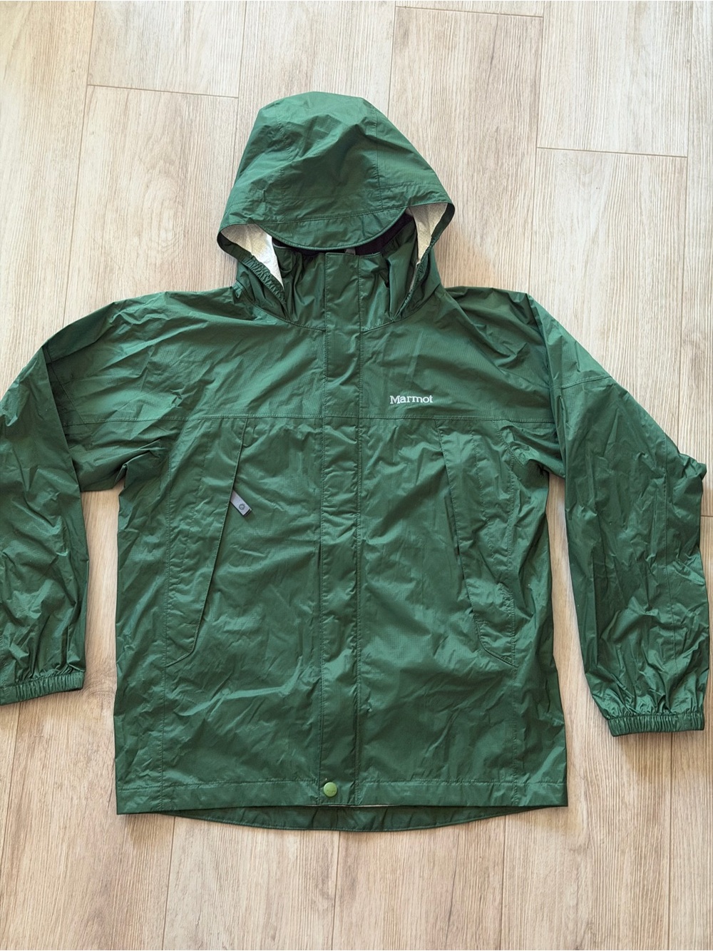 Marmot Hooded Windbreaker Rain Jacket Coat Green Youth Size L
